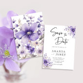 Paarse Floral Waterverf Wedding Save The Date