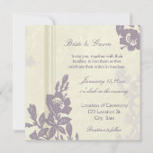 Paarse Floral Weddenschap Kaart (Achterkant)