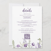 Paarse Floral Weddenschap met details achteraan Kaart (Achterkant)