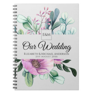 Paarse Floral WEDDING Journal of Planner Passen ge Notitieboek