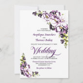 Paarse Floral Wedding Kaart (Voorkant)