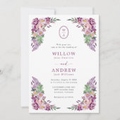  Paarse Floral Wedding Kaart (Voorkant)