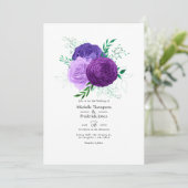 Paarse Floral Wedding Kaart (Staand voorkant)