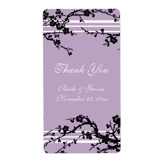 Paarse Floral Wedding Labels (Voorkant)
