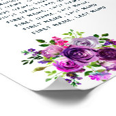 Paarse Floral Wedding Seating Chart Poster (Hoek)