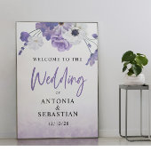 Paarse Floral Wedding Welcome Sign Poster