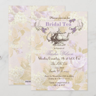  paarse florale Bridal Tea Party nodigt uit Kaart