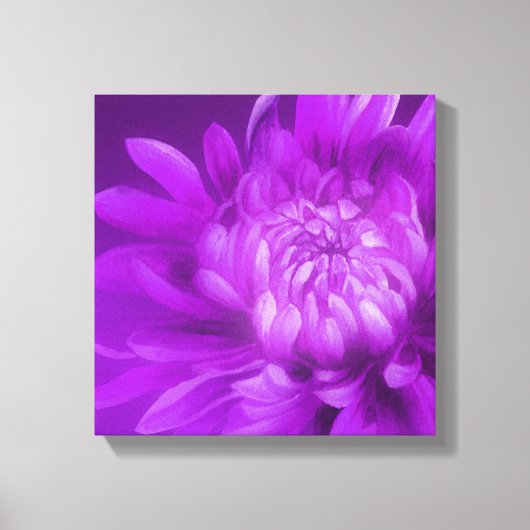 Paarse florale chrysanthemum canvaskunst canvas afdruk (Voorkant)
