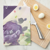 Paarse florale katoenen theedoek (Quarter Fold)