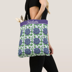 Paarse florale naadloze patroon, gepersonaliseerde draagtas