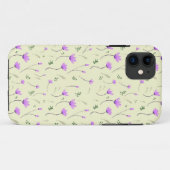 paarse florale patroon op geel Case-Mate iPhone case (Achterkant (horizontaal))