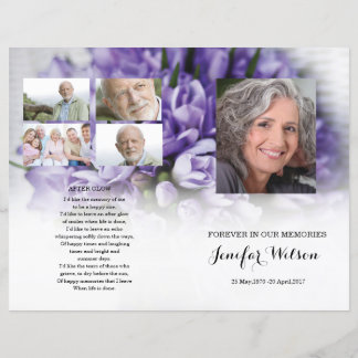 Paarse florale sjabloon van het Funeral Program