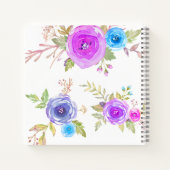 Paarse florale waterverf sketchbook scriptnaam notitieboek (Achterkant)