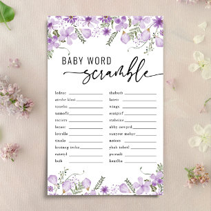 Paarse Florals Baby Word Scramble Baby shower Game