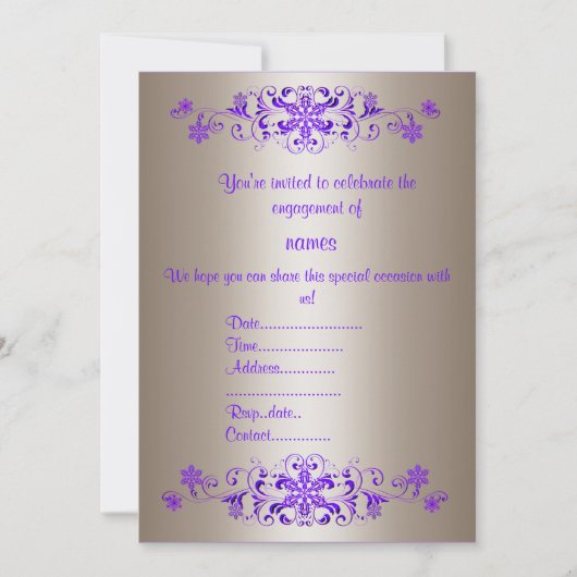PAARSE FLOURISH-VERLOVING-INVITATIE KAART (Voorkant)