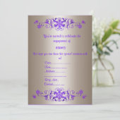 PAARSE FLOURISH-VERLOVING-INVITATIE KAART (Staand voorkant)