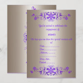 PAARSE FLOURISH-VERLOVING-INVITATIE KAART (Voorkant / Achterkant)