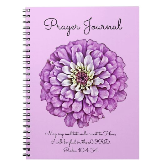 Paarse Flower Art Prayer Journal Notitieboek (Voorkant)