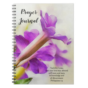 Paarse Flower Art Prayer Journal Notitieboek