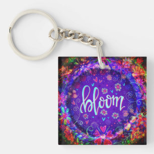 Paarse Flower  Inspirerende Bloei Inspirivity Sleutelhanger