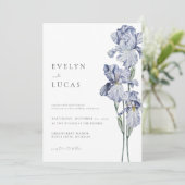 Paarse Flower Iris Wedding Invitation Spring Kaart (Staand voorkant)