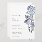 Paarse Flower Iris Wedding Invitation Spring Kaart (Voorkant / Achterkant)