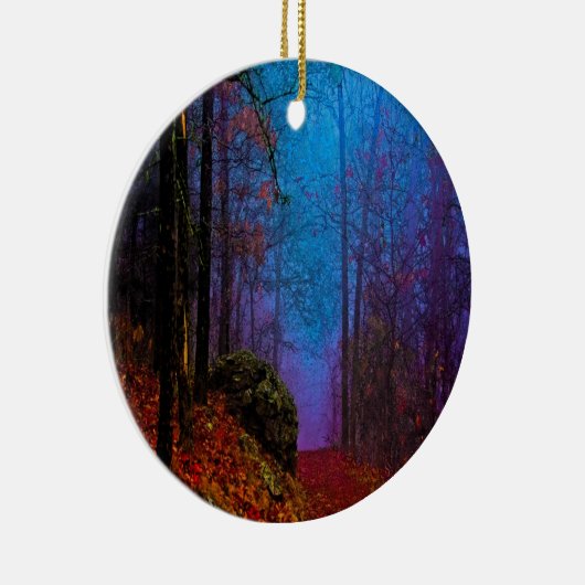 Paarse fog in het herfst geslepen bos keramisch ornament (Rechts)