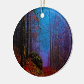 Paarse fog in het herfst geslepen bos keramisch ornament (Links)