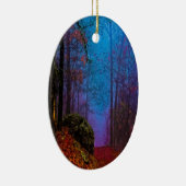 Paarse fog in het herfst geslepen bos keramisch ornament (Rechts)