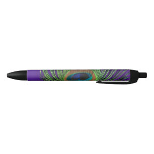 Paarse Foil Peacock Zwarte Inkt Pen
