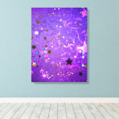 Paarse folie achtergrond met sterren canvas afdruk (Insitu (Houten vloer))