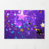 Paarse folie achtergrond met sterren drieluik uitnodiging (Cover)