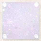 Paarse folie achtergrond met sterren glazen onderzetter (Achterkant)