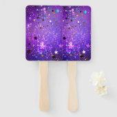 Paarse folie achtergrond met sterren handwaaier (Voorkant en achterkant)