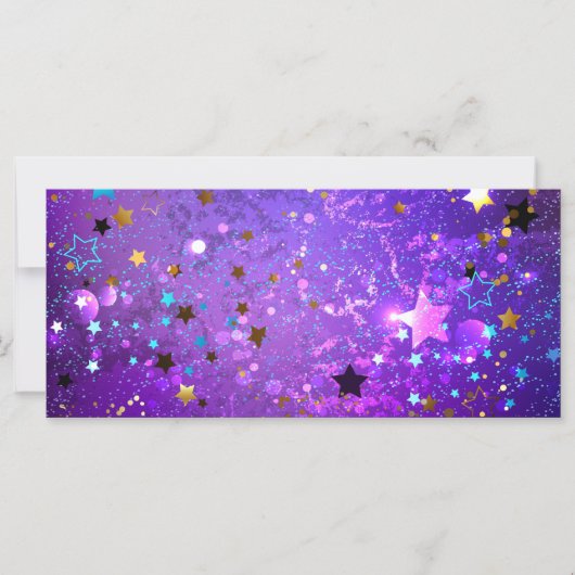 Paarse folie achtergrond met sterren kaart (Voorkant)