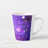 Paarse folie achtergrond met sterren latte mok (Rechts)