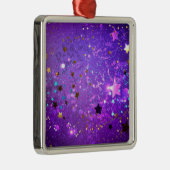 Paarse folie achtergrond met sterren metalen ornament (Rechts)