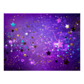 Paarse folie achtergrond met sterren perfect poster (Voorkant)