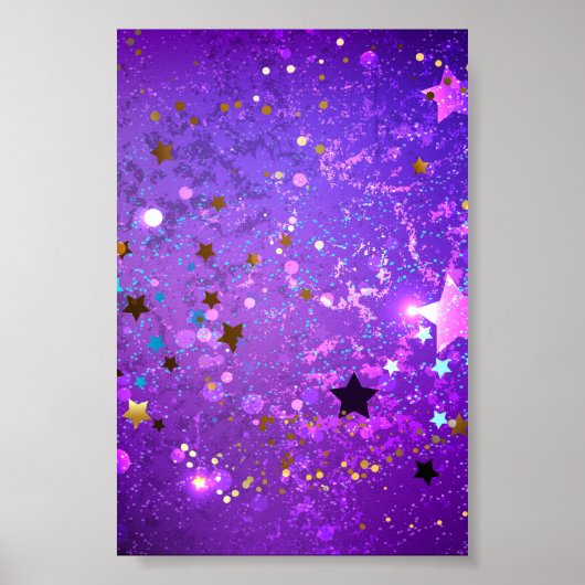Paarse folie achtergrond met sterren poster (Voorkant)