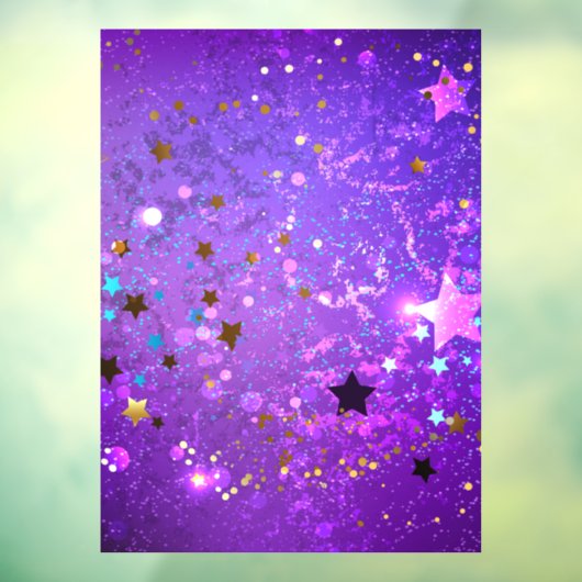 Paarse folie achtergrond met sterren raamsticker (Vel 3)