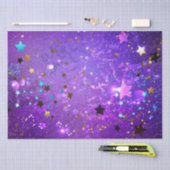 Paarse folie achtergrond met sterren tissuepapier (Craft)