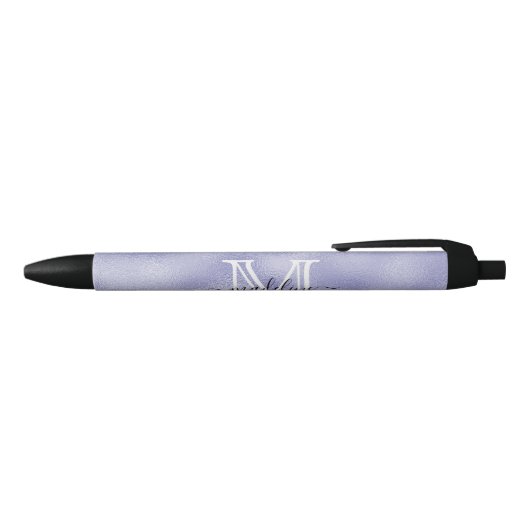 Paarse Folie monogram modern script Zwarte Inkt Pen (Bovenkant)