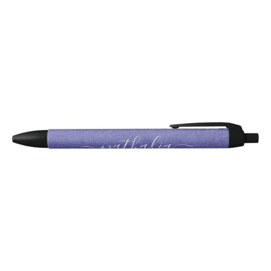 Paarse Folie monogram modern script Zwarte Inkt Pen (Bovenkant)