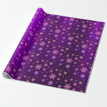 Paarse Folie Neon Snowflakes Wrapping Paper