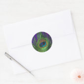 Paarse Folie Single Peacock Ronde Sticker (Envelop)