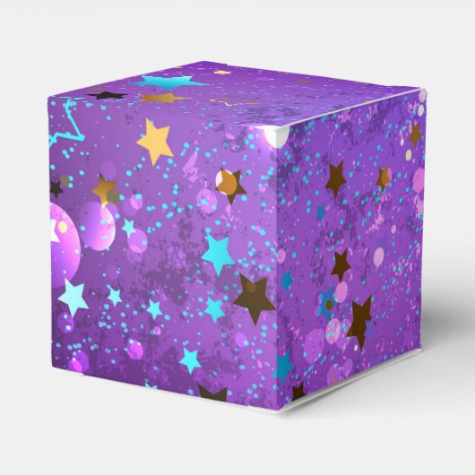 Paarse folieachtergrond met sterren bedankdoosjes (Achterkant)