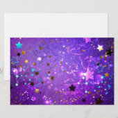 Paarse folieachtergrond met sterren briefpapier (Voorkant / Achterkant)