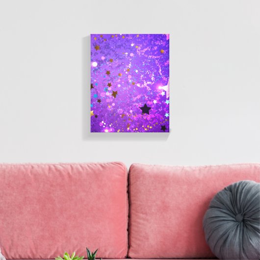 Paarse folieachtergrond met sterren canvas afdruk (Insitu (Woonkamer))