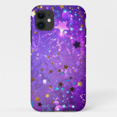 Paarse folieachtergrond met sterren Case-Mate iPhone case (Achterkant)