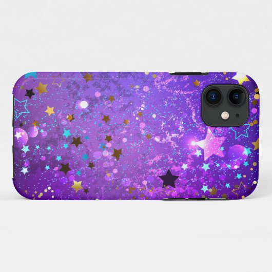 Paarse folieachtergrond met sterren Case-Mate iPhone case (Achterkant (horizontaal))